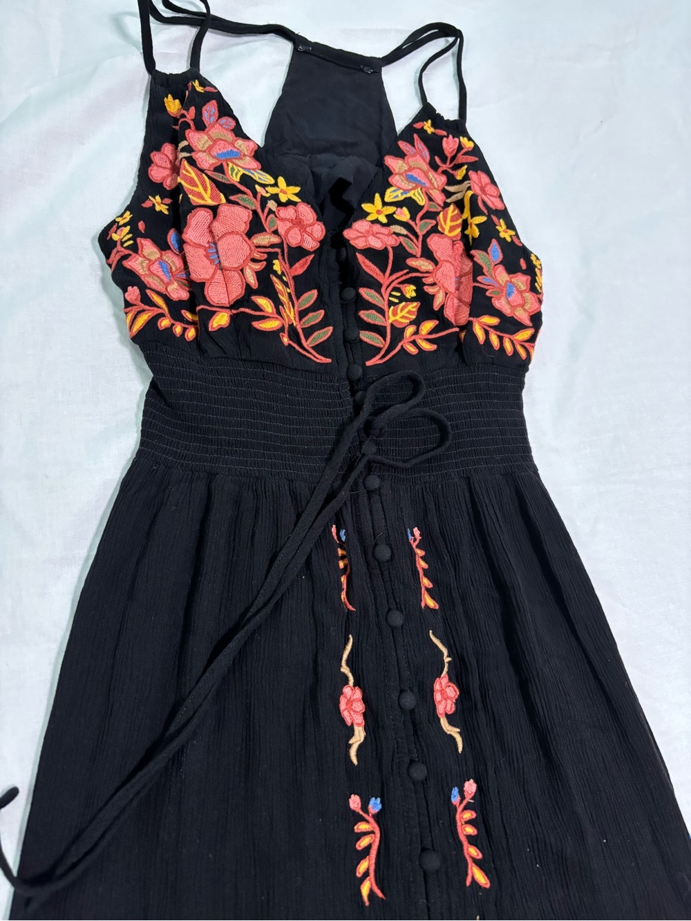 Black Floral Embroidered Maxi Dress